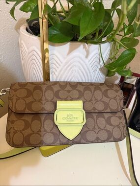 Coach Morgan Signature Canvas Crossbody with Yellow Strap